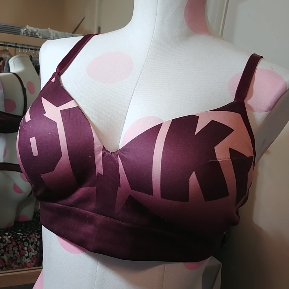 PINK Victoria's Secret | merlot Burgundy logo spellout push up bra large